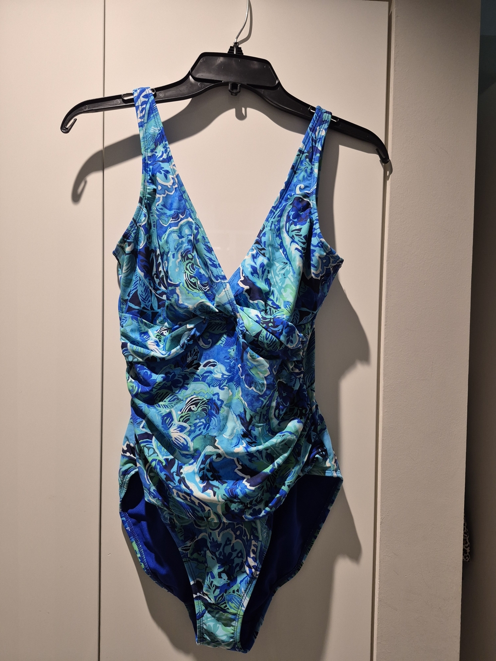 Ralph Lauren Blue & Aqua Floral One-Piece Swim Bodysuit